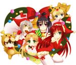  2boys 4girls asia_argento black_hair blonde_hair blue_eyes brown_hair cake christmas food gift green_eyes grey_hair hat heart high_school_dxd himejima_akeno hyoudou_issei kiba_yuuto long_hair multiple_boys multiple_girls ponytail presents purple_eyes red_hair reindeer rias_gremory santa_costume santa_hat short_hair smile toujou_koneko very_long_hair wink yellow_eyes 