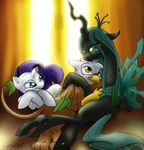  changeling conicer cute equine female feral feral_on_feral friendship_is_magic group gryphon horn horse hug lying male mammal my_little_pony original_character pony queen_chrysalis_(mlp) rarity_(mlp) smile unicorn wings 