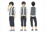  character_sheet glasses golden_time hasegawa_shin'ya male_focus official_art profile satou_takaya simple_background white_background 