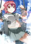  bell_(oppore_coppore) kantai_collection kinu_(kantai_collection) looking_at_viewer lowres red_eyes red_hair school_uniform serafuku skirt smile solo 