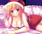  bicolored_eyes blush christmas cleavage original pinkarage santa_costume 