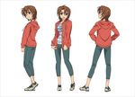  character_sheet full_body golden_time hasegawa_shin'ya hayashida_nana hood hoodie official_art profile shoes simple_background sneakers white_background 