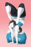  ass barefoot breasts cleavage covered_nipples erect_nipples feet fingernails flexible gigantic_breasts highres hips huge_ass jacques00 knees legs lips long_hair nintendo pale_skin plump shirt solo thick_thighs toes white_skin wii_fit wii_fit_trainer 