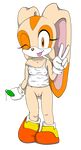  alpha_channel anthro bottomless breasts cream_the_rabbit cub erect_nipples female jetfrozen lagomorph long_ears looking_at_viewer mammal navel nipples one_eye_closed pussy rabbit sega small_breasts smile solo sonic_(series) tongue young 