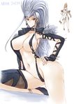  1girl breasts haganef highres large_breasts navel original silver_hair solo 