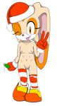  alpha_channel anthro areola breasts christmas cream_the_rabbit cub erect_nipples female hat holidays jetfrozen lagomorph long_ears looking_at_viewer mammal navel nipples nude one_eye_closed pussy rabbit santa_hat sega small_breasts smile solo sonic_(series) tongue young 