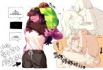  2019 anthro blush clothed clothing deltarune digital_media_(artwork) female hair human kris_(deltarune) male mammal nyyvhq6ectxy1fk_(artist) reptile scalie simple_background susie_(deltarune) text translation_request video_games 