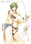  1girl breasts green_hair haganef highres large_breasts original pixiv_manga_sample solo wink 