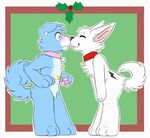  &lt;3 2013 anthro bolt canine christmas collar cute digital_art disney dog fur gay holidays kissing licking male romantic tongue tugs white_fur 