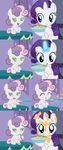  baby beavernator blowing blue_eyes bowl comic equine female food friendship_is_magic glowing green_eyes hi_res horn horse levitation looking_at_viewer magic mammal messy my_little_pony pony rarity_(mlp) sitting steam sweetie_belle_(mlp) table unicorn young 