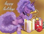  blue_hair box cutie_mark english_text equine eyes_closed female friendship_is_magic gift hair horn horse lizombie mammal my_little_pony necklace pony ponytail princess_luna_(mlp) ribbons sitting solo sparkles text winged_unicorn wings 
