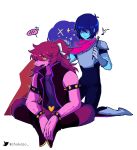  2019 anthro blush chokaso_(artist) clothed clothing deltarune digital_media_(artwork) female hair human kris_(deltarune) male mammal reptile scalie simple_background susie_(deltarune) video_games 