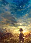  copyright_request highres jeacn sky solo star_(sky) starry_sky sunset tail 