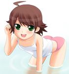  awakened_miki bad_id bad_pixiv_id bent_over blush brown_hair hoshii_miki idolmaster idolmaster_(classic) idolmaster_1 panties short_hair solar_kaichuudentou solo underwear wading water younger 