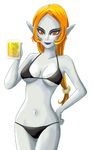  alcohol beer bikini long_hair midna orange_hair pointy_ears ponytail red_eyes solo swimsuit the_legend_of_zelda the_legend_of_zelda:_twilight_princess 