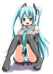  aqua_hair hatsune_miku kanae_arisu long_hair panties sitting solo thighhighs twintails underwear vocaloid 