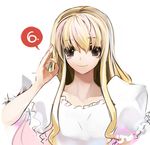  black_eyes blonde_hair blush copyright_request long_hair pupps smile solo 