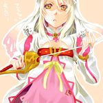  alice_(tales) miho_(mi) rapier short_hair sword tales_of_(series) tales_of_symphonia tales_of_symphonia_knight_of_ratatosk translated weapon white_hair yellow_eyes 