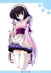  apron black_hair copyright_request japanese_clothes maid nanao_naru non-web_source red_eyes sandals short_hair solo thighhighs 