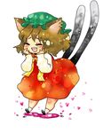  animal_ears asae_(apricot) bad_id bad_pixiv_id cat_ears cat_tail chen earrings hat jewelry solo tail touhou 