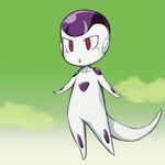  chibi dragon_ball dragon_ball_z frieza green_background male_focus otakeyan red_eyes solo triangle_mouth 