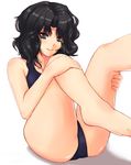  amagami bad_feet bad_id bad_pixiv_id barefoot black_eyes black_hair feet miyamoto_issa one-piece_swimsuit school_swimsuit smile solo swimsuit tanamachi_kaoru wavy_hair 