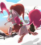  candy_cane christmas clothing cutie_mark equine female feral friendship_is_magic fur hair hat holidays horse mammal mcnims mouth_hold my_little_pony outside pie pink_fur pink_hair pinkie pinkie_pie_(mlp) pony santa_hat snow solo young 