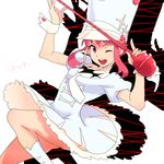  1girl @@@ baton dress eckzahn hat jakuzure_nonon kill_la_kill necktie open_mouth pink_eyes pink_hair tie uniform wink wrist_cuffs 