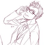  adjusting_eyewear armkreuz collared_shirt doctor_who glasses labcoat long_sleeves male_focus necktie open_clothes shirt simple_background tenth_doctor white_background 