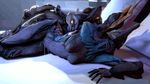  animated animated_gif bed bouncing_breasts breasts cgi crossgender duo ember_(warframe) female from_behind futa_with_female futanari lying male no_sound not_furry nyx_(warframe) on_side rough_sex sex source_filmmaker spooning straight tenno warframe wattchewant 