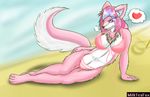  &lt;3 anthro breasts camel_toe canine clothed clothing female hair mammal milkteafox nipples pink_eyes pink_hair pinup pose skimpy solo 