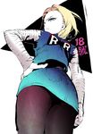  ahn_dongshik android_18 blonde_hair blue_eyes dragon_ball dragon_ball_z highres pantyhose pencil_skirt short_hair skirt solo 