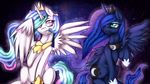  cutie_mark equine female friendship_is_magic horn horse mammal miss-mixi my_little_pony pony princess_celestia_(mlp) princess_luna_(mlp) smile widescreen winged_unicorn wings 