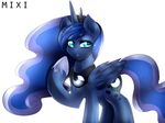  blue_fur blue_hair crown cutie_mark english_text equine female feral friendship_is_magic fur hair horn horse long_hair mammal miss-mixi my_little_pony open_mouth plain_background pony princess_luna_(mlp) smile solo text white_background winged_unicorn wings 