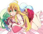  bad_id bad_pixiv_id blonde_hair green_eyes hoshii_miki idolmaster idolmaster_(classic) kasuga_souichi long_hair pillow smile solo 