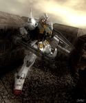  gatling_gun gun gundam mecha mobile_suit_gundam rubble rx-78-2 weapon 