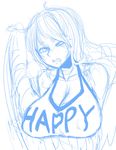  breasts breath cleavage clothes_writing feathered_wings feathers harpy heavy_breathing large_breasts long_hair monet_(one_piece) monochrome monster_girl one_piece sexually_suggestive sketch solo space_jin tank_top wings 