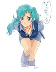  80s blue_eyes elchi_cargo green_hair hair_ornament hairclip jewelry necklace oldschool panties pantyshot ryuji_umeno sentou_mecha_xabungle solo speech_bubble underwear 