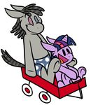  calvin_and_hobbes cub duo equine friendship_is_magic horn karpet-shark mammal my_little_pony plain_background smarty_pants_(mlp) smartypants_(mlp) smile twilight_sparkle_(mlp) unicorn wagon white_background young 