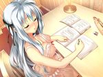  1girl asteel_runastia blush breasts erect! eyes_closed game_cg long_hair lunastia_asteel nipples piromizu see-through silver_hair 