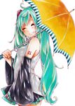  aqua_eyes aqua_hair grin hatsune_miku highres kawana_(spicaboy) long_hair smile solo traditional_media umbrella vocaloid 