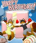  birthday cake canine celebration doughnut food fox gift icing joy keigai mammal strawberry 