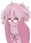  1girl absurdres glasses highres khai_90 kuriyama_mirai kyoukai_no_kanata looking_at_viewer monochrome solo sweater white_background 