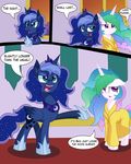  blue_eyes blue_fur blue_hair clothing comic crown cutie_mark dialog duo english_text equine female feral friendship_is_magic frown fur hair hi_res horn horse long_hair mammal multi-colored_hair my_little_pony open_mouth pony princess_celestia_(mlp) princess_luna_(mlp) purple_eyes robe smile text tongue white_fur wildberry-poptart winged_unicorn wings 