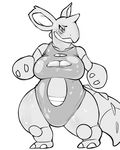  big_breasts blush breasts cleavage female horn monochrome nidoqueen nintendo pok&#233;mon pok&eacute;mon swimsuit thick_thighs unknown_artist upright_infinity video_games wet wide_hips 