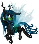  ambiguous_gender black_shell black_skin blue_hair changeling cute fem feral flying friendship_is_magic green_eyes hair horn long_hair looking_at_viewer my_little_pony plain_background queen queen_chrysalis_(mlp) royalty smile transparent_background unknown_artist wings 