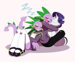  anthrofied crossgender dragon female friendship_is_magic male my_little_pony plushie rarity_(mlp) sleeping smile spike_(mlp) square_crossover sssonic2 