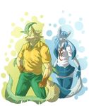  clothing duo eeveelution female glaceon leafeon male nintendo pok&#233;mon pok&eacute;mon rikitsu simple_background video_games 