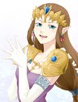  blue_eyes brown_hair earrings gloves jewelry long_hair pointy_ears princess_zelda saiba_(henrietta) shoulder_pads smile solo the_legend_of_zelda the_legend_of_zelda:_twilight_princess tiara 