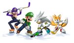  4boys luigi mario_&amp;_sonic_at_the_olympic_games mario_&amp;_sonic_at_the_olympic_winter_games miles_prower miles_tails_prower multiple_boys official_art silver_the_hedgehog sonic_the_hedgehog super_mario_bros. waluigi 
